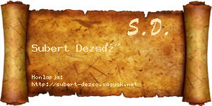 Subert Dezső névjegykártya
